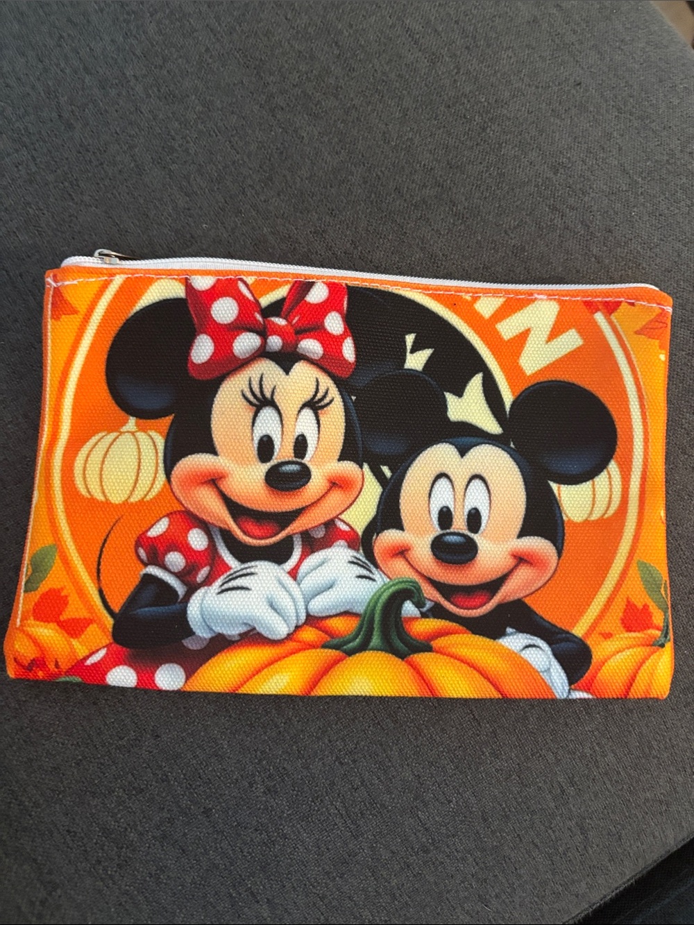 Disney Orange Minnie & Mickey Pumpkin Pouch
